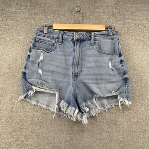 Hollister Ultra High Rise Mon Cut Off Shorts Women Size 30/11-10 Blue Denim